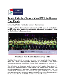Tenth Title for China â Vivo BWF Sudirman Cup Finals