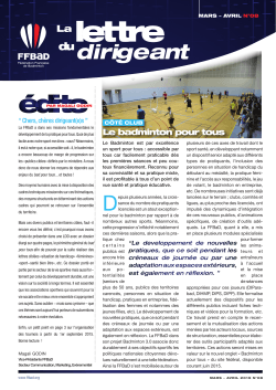 FFBaD Lettre du dirigeant 8 - ComitÃ© de l`IsÃ¨re de Badminton