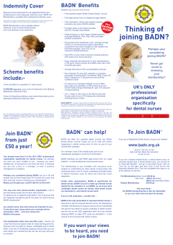 Thinking of joining BADN? - The British Association Of Dental Nurses