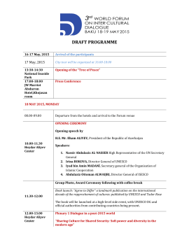 DRAFT PROGRAMME - World Forum on Intercultural Dialogue