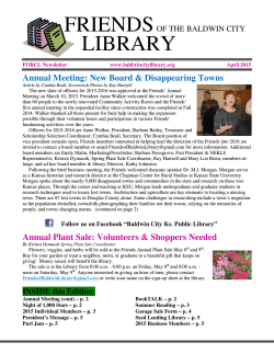 April 2015 Newsletter - Baldwin City Library