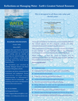 Reflections on Managing Water â Earth`s Greatest Natural Resources