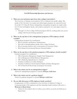 UA-CSX Partnership Questions and Answers 1. What sets your