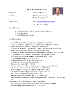 CV of Dr. Ramakrishna Damle Designation: Professor in Physics