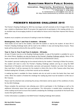 Premiers Reading Challenge 2015 Note