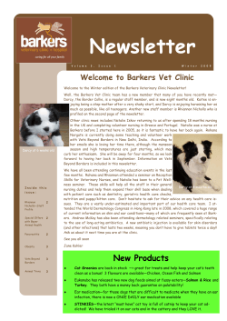 Issue 1: Winter 2009 - Barkers Veterinary Clinic & Hospital