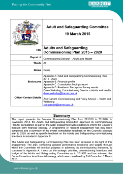 Adults and Safeguarding Commissioning Plan 2015