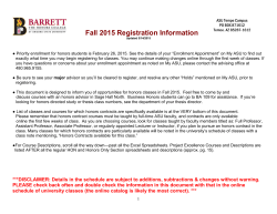 Fall 2015 - Barrett Honors College