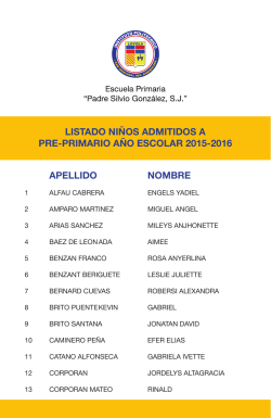 Aviso Admisiones Pre-Primario Vespertino