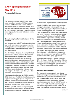 BASP Spring Newsletter May 2015 - British Association of Stroke