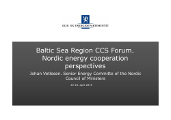 Baltic Sea Region CCS Forum. Nordic energy cooperation