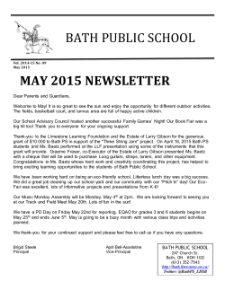 BATH PUBLIC SCHOOL MAY 2015 NEWSLETTER