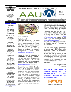 The AAUW State Board of Directors Meeting will be Saturday, April