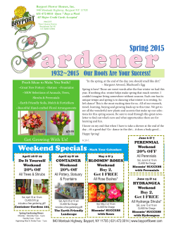 Newsletter April 2015 - Bayport Flower Houses