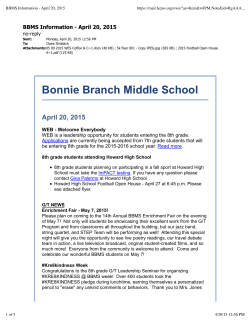 BBMS Information - April 20, 2015
