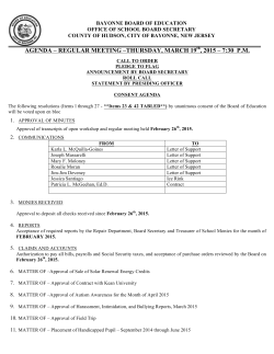 Agenda-March 19, 2015 - Bayonne Board of Education