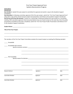 First Year Project Approval Form Systems Neuroscience Program