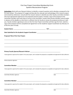 First Year Project Committee Membership Form Systems