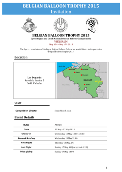 BELGIAN BALLOON TROPHY 2015 Invitation