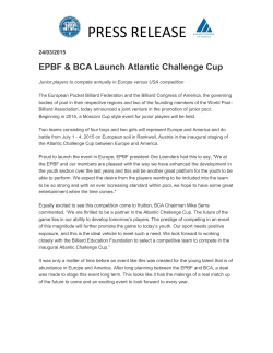 EPBF and BCA Announce Launch of Atlantic Challenge Cup