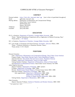 Curriculum Vitae of Giovanni Parmigiani