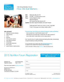 2015 Nutrition Forum Registration How We Eat Matters