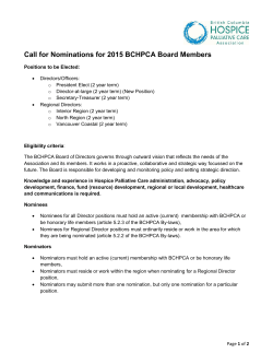 Call for Nominations 2015 - BC Hospice Palliative Care Association