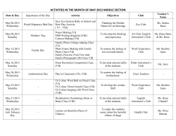 ACTIVITIES IN THE MONTH OF MAY 2015 MIDDLE SECTION