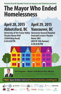 April 28, 2015 Abbotsford, BC April 29, 2015 Vancouver, BC