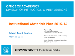 Instructional Materials Plan 2015-16
