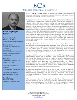 Babak Hoghooghi PDF Biography - Berliner, Corcoran & Rowe, LLP