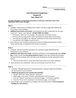 Excel Homework Assignment Chapter 04 Due: March 17th Part 1