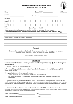 Please complete and return a form - Brentwood Catholic Youth Service