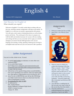 Get Ready for English 4! - BDCHS Office of Student Services