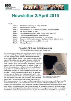 Newsletter 2 April 2015 - BDS - Bund der SelbstÃ¤ndigen Rheinland