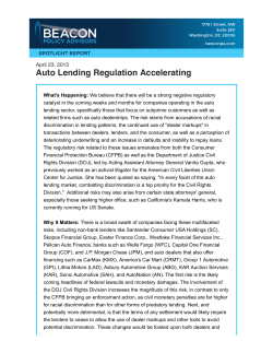 Auto Lending Regulation Accelerating