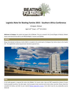 Logistics Note for Beating Famine 2015
