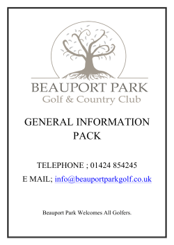 GENERAL INFORMATION PACK - Beauport Park Golf Course