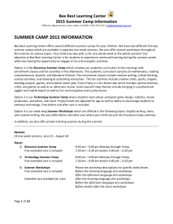 Summer 2015 Program Description
