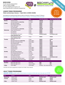 Beechwood Tennis Programme - Beechwood Lawn Tennis Club