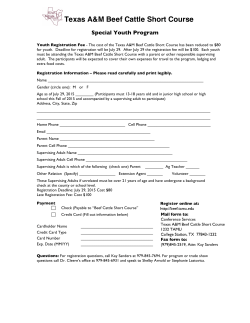 Youth Participation Form - Beef Cattle Short Course