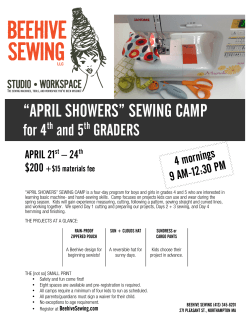 âapril showersâ sewing camp - Beehive Sewing Studio + Workspace