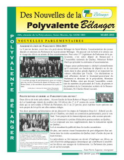 Journal BÃ©langer mars 2015 - Polyvalente BÃ©langer