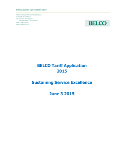 BELCO Tariff Application 2015 Sustaining Service Excellence June