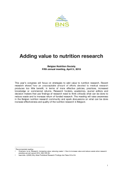 Adding value to nutrition research