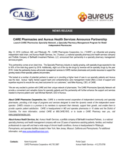 CARE Pharmacies and Aureus Health Services Announce Partnership