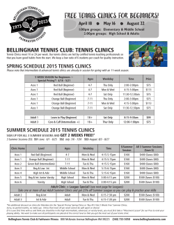 Summer Schedule - Bellingham Tennis