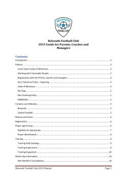 Guide for Parents, Coaches and Managers