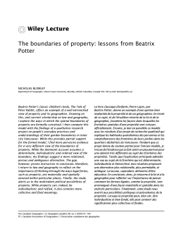 Wiley Lecture The boundaries of property: lessons from Beatrix Potter