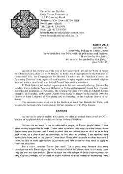 Community Letter â Easter 2015